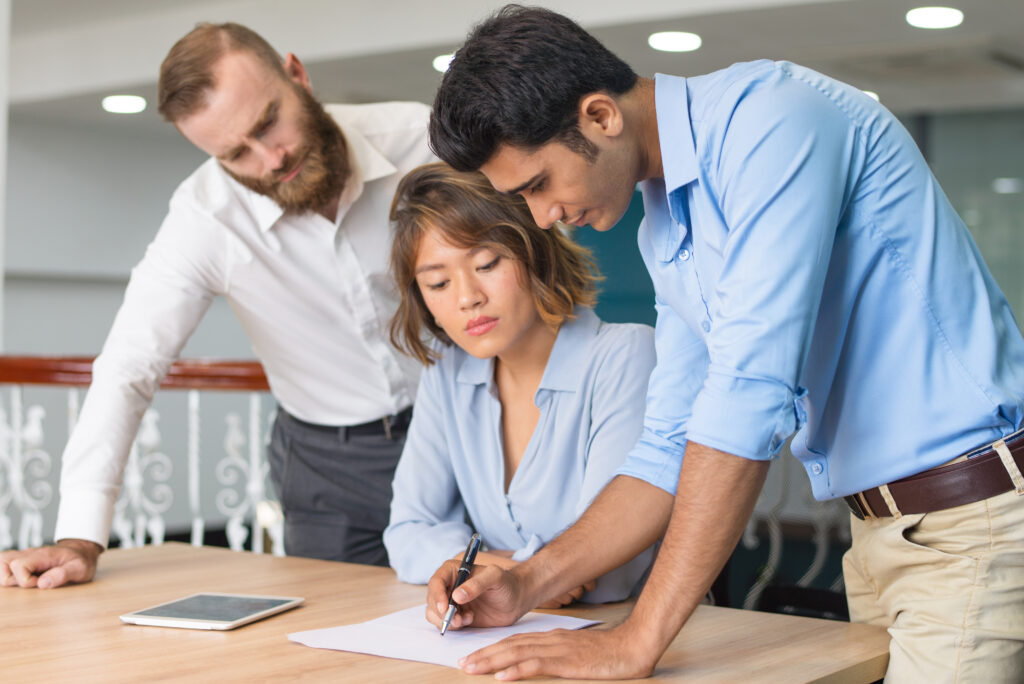 people working in banking